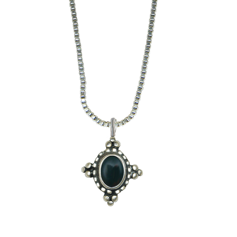 Sterling Silver Little Bloodstone Pendant Necklace